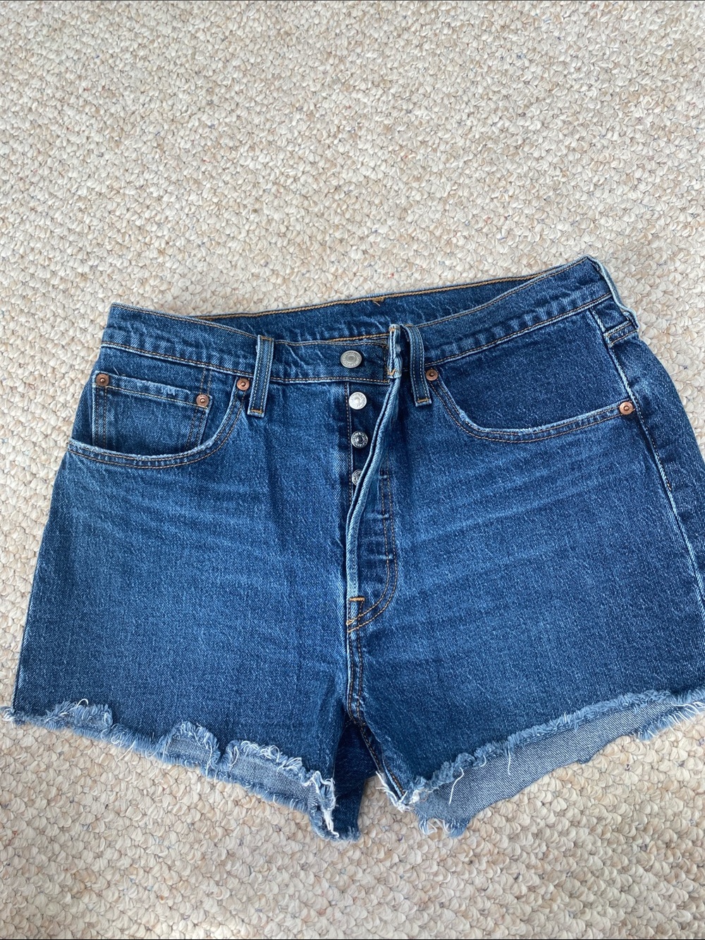 Levi's Dark Blue Button-Fly Denim Shorts